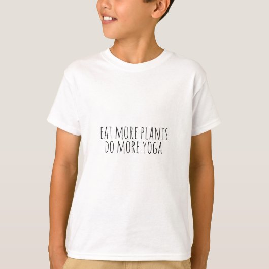 Eet meer planten meer yoga-vegan-vegetarian-yoga t-shirt (Voorkant)