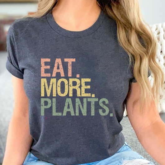 Eet meer Planten Retro  Vegetarisch Zwart T-shirt