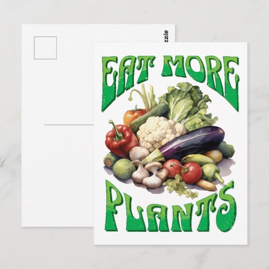 Eet meer Planten Vegetarian Briefkaart (Voorkant / Achterkant)