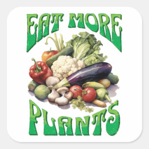 Eet meer Planten Vegetarian Vierkante Sticker