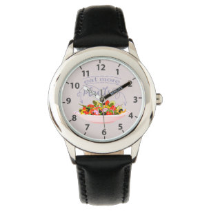 Eet meer planten verse salade motivatie lettering horloge