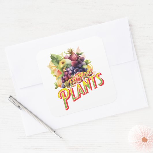 Eet meer Planten Vierkante Sticker (Envelop)