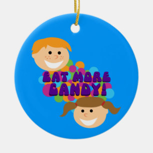 Eet meer Snoep Retro Kinderen Keramisch Ornament