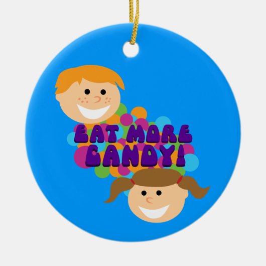 Eet meer Snoep Retro Kinderen Keramisch Ornament (Voorkant)