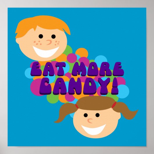 Eet meer Snoep Retro Kinderen Poster (Voorkant)