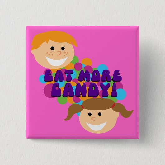 Eet meer Snoep Retro Kinderen Vierkante Button 5,1 Cm (Voorkant)