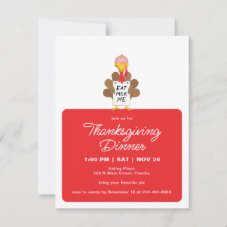 Eet Meer Taart Grappige Kalkoen Thanksgiving Diner Kaart