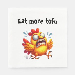 Eet meer tofu met paniekerige grappige kip servet