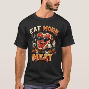 Eet Meer Vlees Grappig BBQ Vleesliefhebber T-Shirt