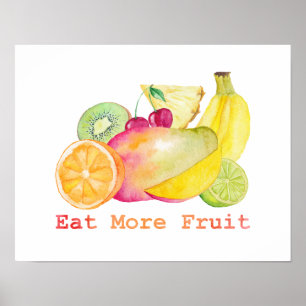 Eet meer Waterverf fruit Poster