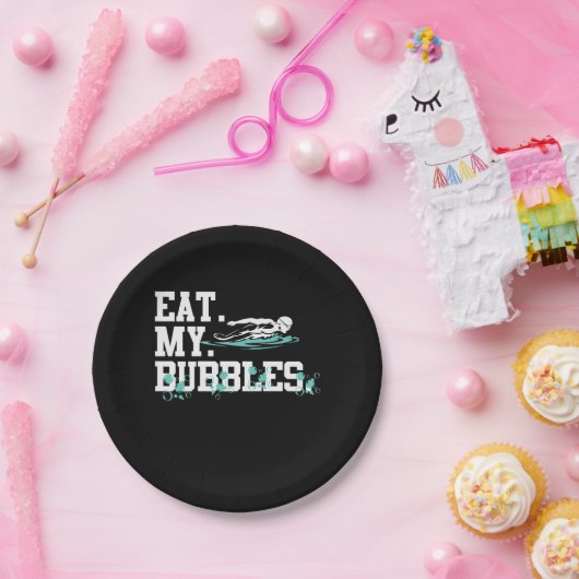 Eet mijn bubbels grappig zwembriefje papieren bordje (Feest)