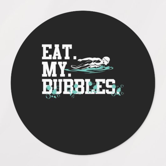 Eet mijn bubbels grappig zwembriem labels (Design 1)