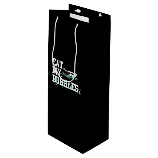 Eet mijn bubbels grappig zwembriem wijn cadeautas (Voorkant Gekanteld)