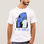 Eet mijn bubbels, zwemmen snel, zwemmer grap, haai t-shirt (Voorkant)