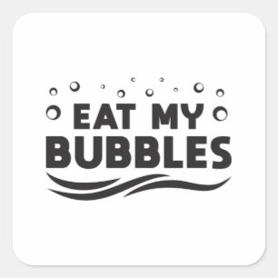 Eet mijn bubbels Zwemmer Zwemwater Zwembad Vierkante Sticker
