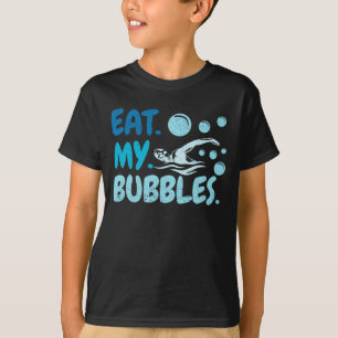 Eet mijn bubbels-zwemteam grappig t-shirt
