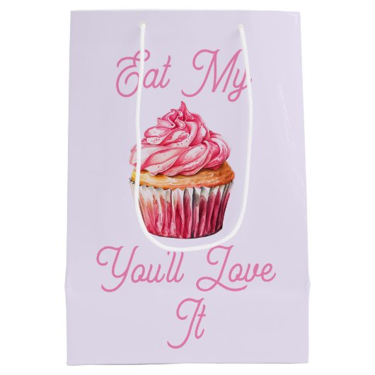 Eet mijn muffin geschenkzak medium cadeauzakje (Achterkant)