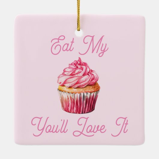 Eet mijn muffin keramisch Ornament (Achterkant)