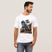 Eet mijn stof op | Grappige Motor Cross Cat Rider T-shirt (Voorkant volledig)
