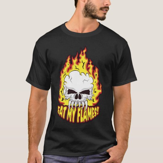 Eet mijn vlammen schedel t-shirt (Voorkant)
