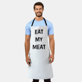 Eet mijn vlees, grappig, keuken, koken, sjabloon schort (Gedragen)