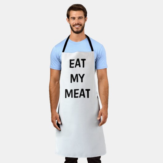 Eet mijn vlees, grappig, keuken, koken, sjabloon schort (Gedragen)