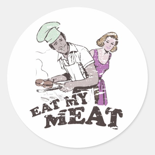 EET MIJN VLEES RONDE STICKER (Voorkant)