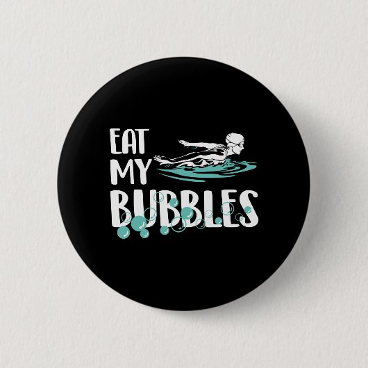 Eet m'n bubbels grappig zwemzwemteam ronde button 5,7 cm (Voorkant)