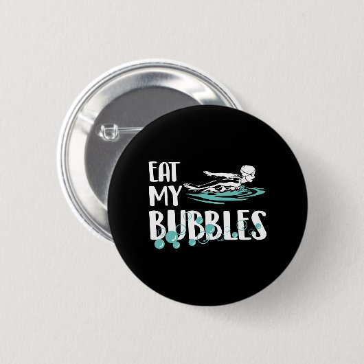 Eet m'n bubbels grappig zwemzwemteam ronde button 5,7 cm (Voorkant /achterkant)
