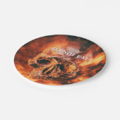 Eet niet. Vlammende schedel in de ruimte Papieren Bordje (Gekanteld)