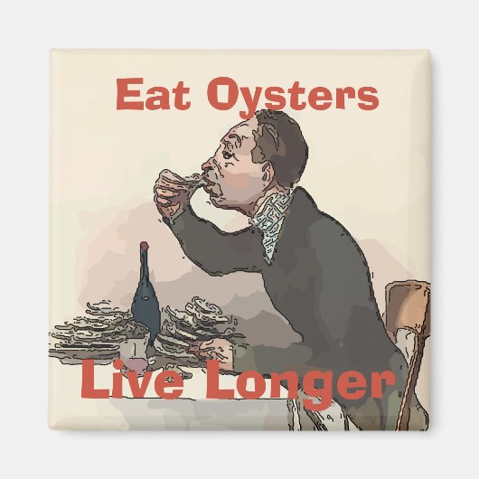 eet oesters, leef langer magneet (Voorkant)