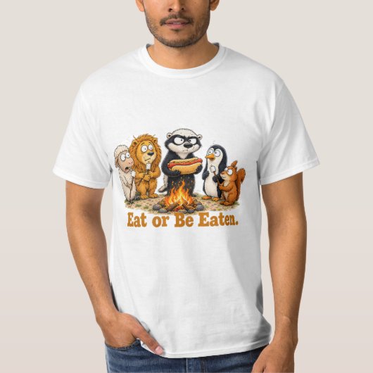 Eet of Gegeten Das Camping Design T-shirt (Voorkant)