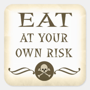Eet op eigen risico Halloween waarschuwingslabels Vierkante Sticker