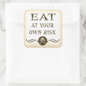 Eet op eigen risico Halloween waarschuwingslabels Vierkante Sticker (Tas)