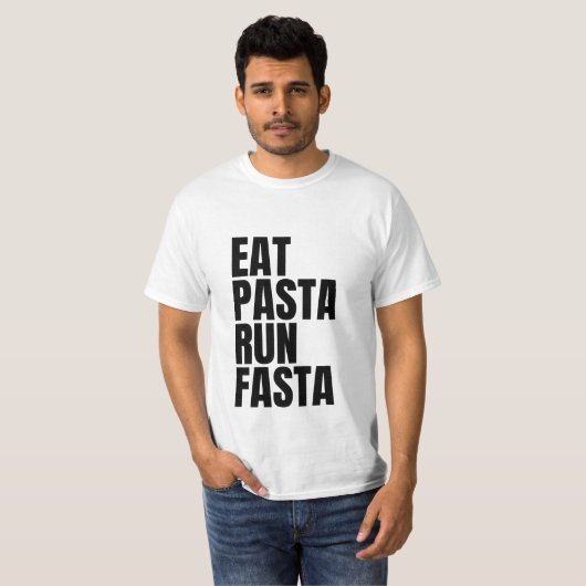 eet pasta run fasta t-shirt (Voorkant volledig)