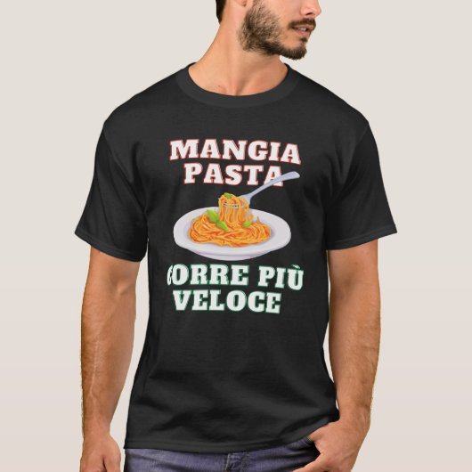 Eet pasta sneller t-shirt (Voorkant)