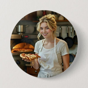 Eet Pizza Foto Personaliseren Aanpassen Ronde Button 7,6 Cm