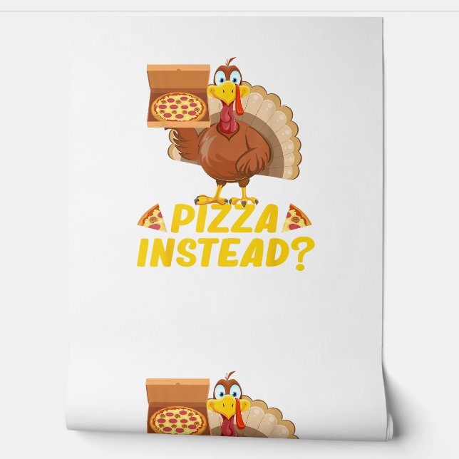 Eet pizza in plaats van kalkoen op Thanksgiving Behang (Afrollen)