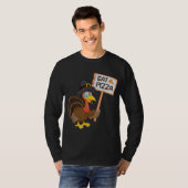 Eet pizza in plaats van kalkoen op Thanksgiving T-shirt (Voorkant volledig)