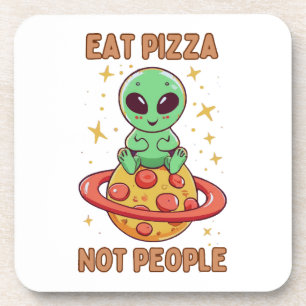 Eet pizza niet mensen bier onderzetter