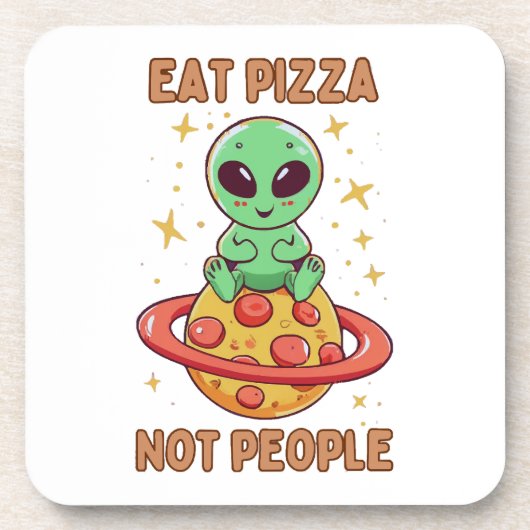 Eet pizza niet mensen bier onderzetter (Voorkant)