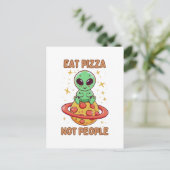 Eet pizza niet mensen briefkaart (Staand voorkant)