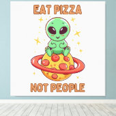 Eet pizza niet mensen canvas afdruk (Insitu (Houten vloer))