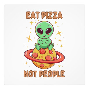 Eet pizza niet mensen foto afdruk