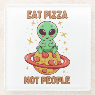 Eet pizza niet mensen glazen onderzetter