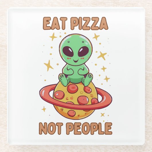 Eet pizza niet mensen glazen onderzetter (Voorkant)