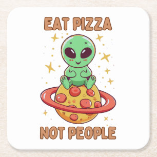 Eet pizza niet mensen kartonnen onderzetters