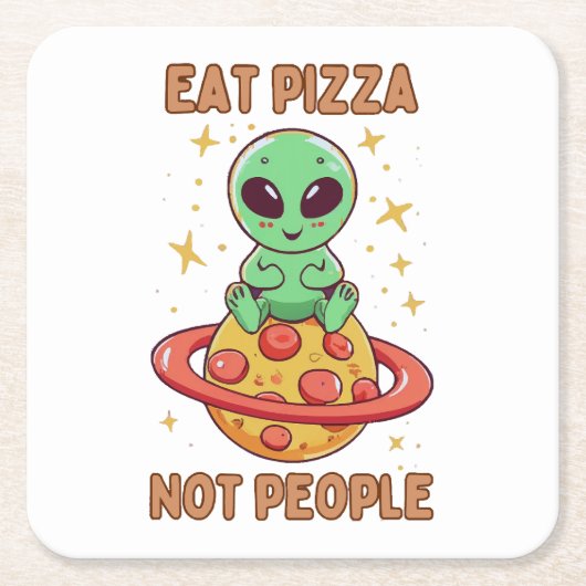 Eet pizza niet mensen kartonnen onderzetters (Voorkant)