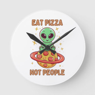 Eet pizza niet mensen ronde klok