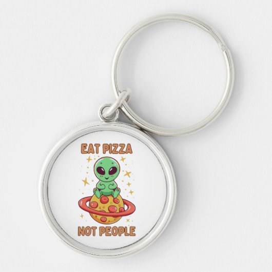 Eet pizza niet mensen sleutelhanger (Voorkant)